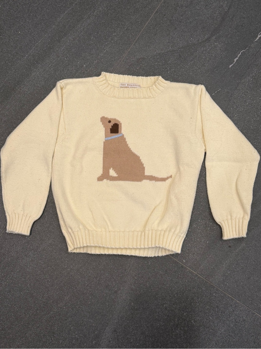 The Beaufort Bonnet Company Cream Dog Intarsia Knit Sweater